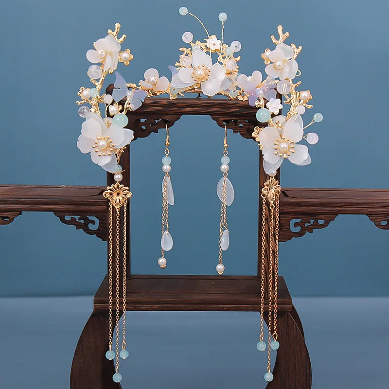 Chinese Hanfu Hair Accessories Set Long Fringed Vintage