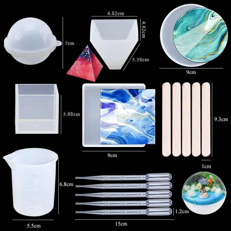 Mixed Style Jewelry Epoxy Resin Molds Set Silicone
