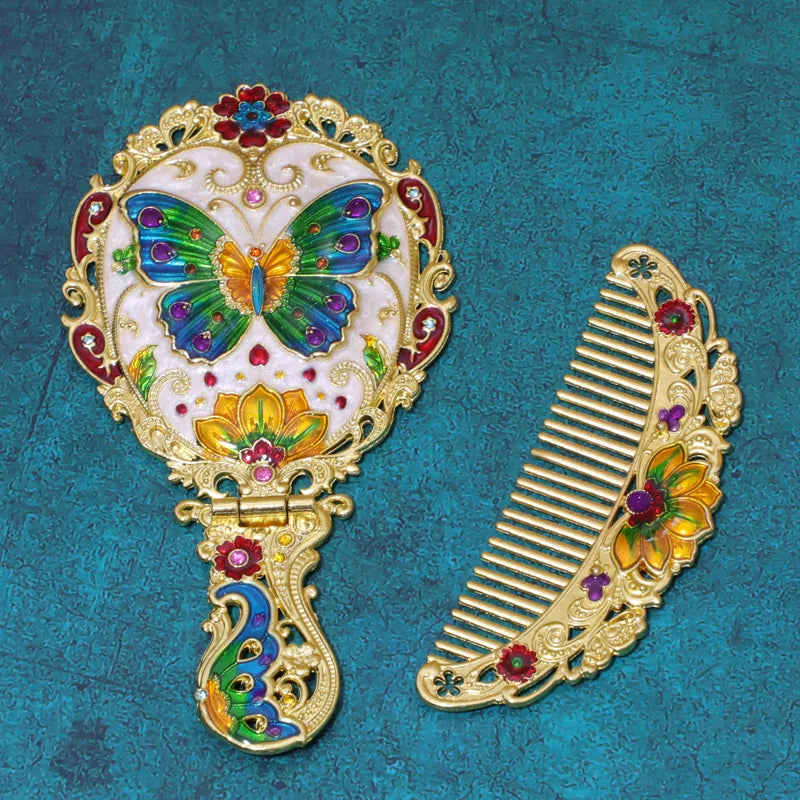 Handle Mirror Comb Retro Euporen 3D Portable Standing