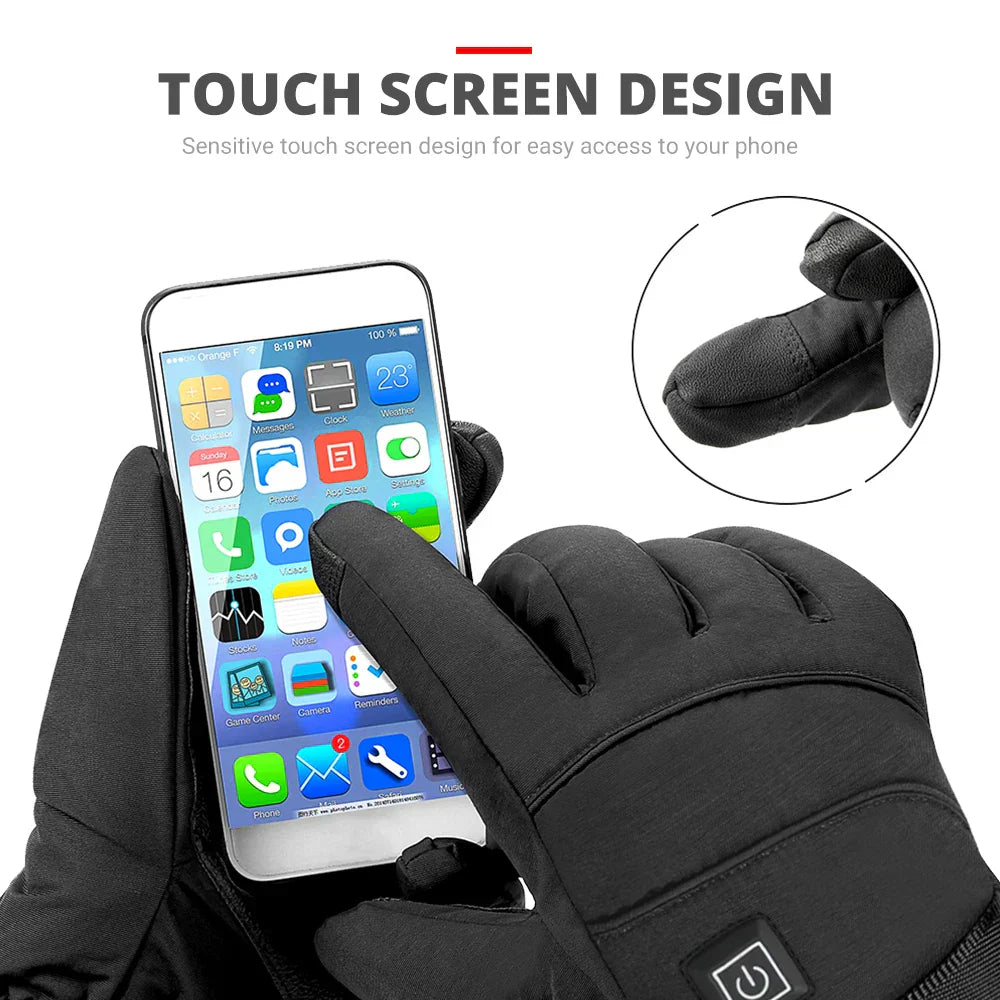 2x Electric Heated Touchscreen Winter Motorcycle Gloves