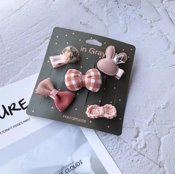 New cute bear girls hair bows 5pcs children