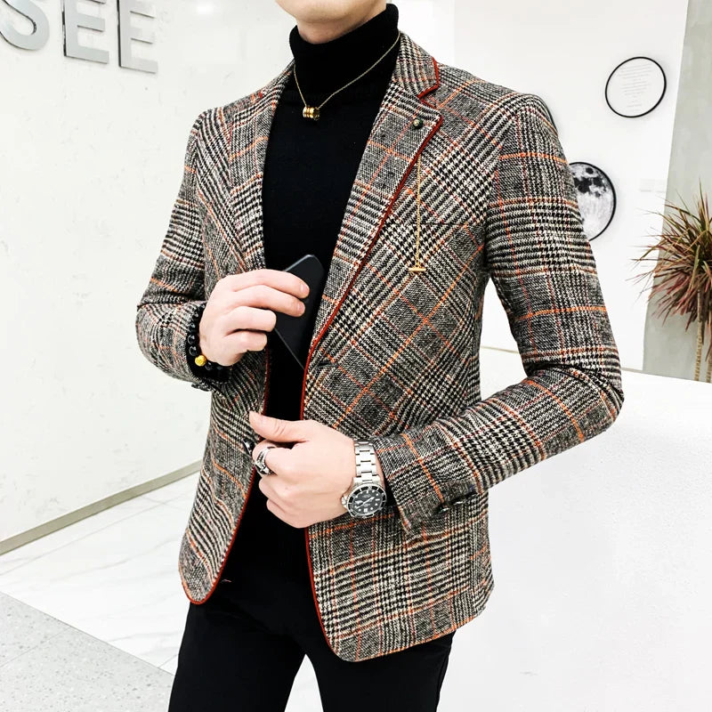 2021 grid Brand clothing Men spring Casual business