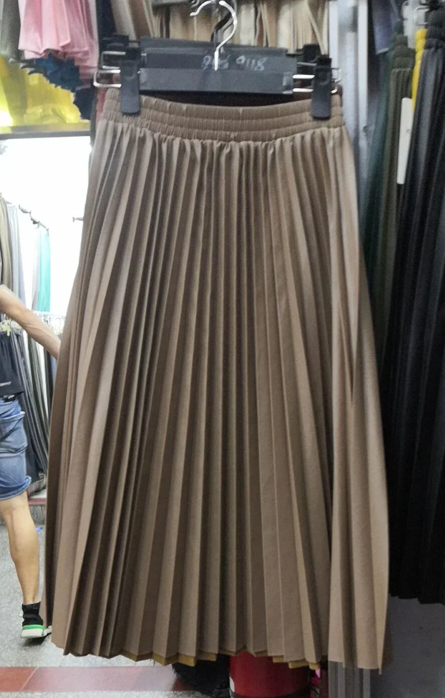 Neophil Ladies Black PU Fur Faux Leather Midi