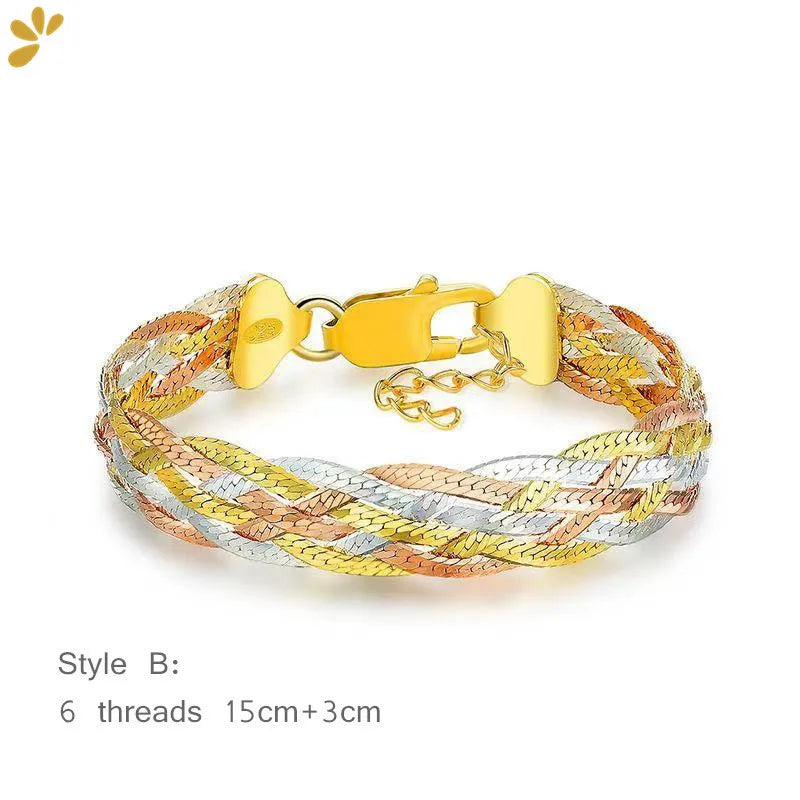 Real 925 Sterling Silver Three Color Gold Plated