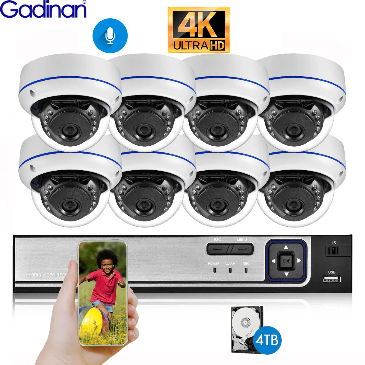 Gadinan HD 4K 8MP Poe Camera Security System