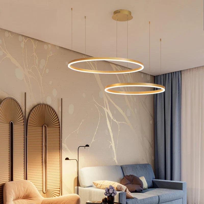 2023 Modern Led Chandelier Home Lighting Brushed Rings