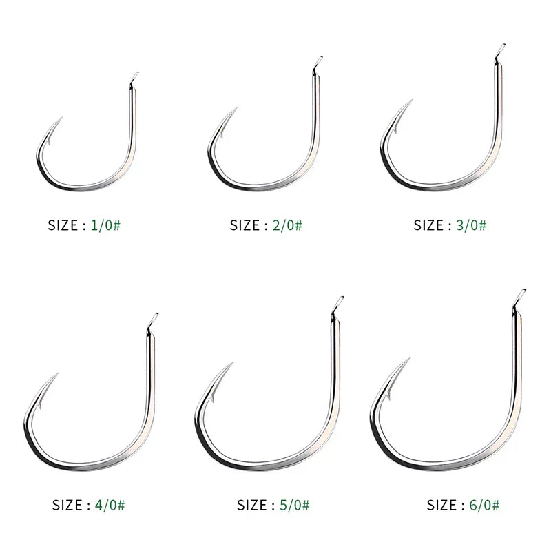 KATYUSHA 50Pcs Jigging Fishing Hooks Size 1/0-2/0-3/0-4/0-5/0# Slow