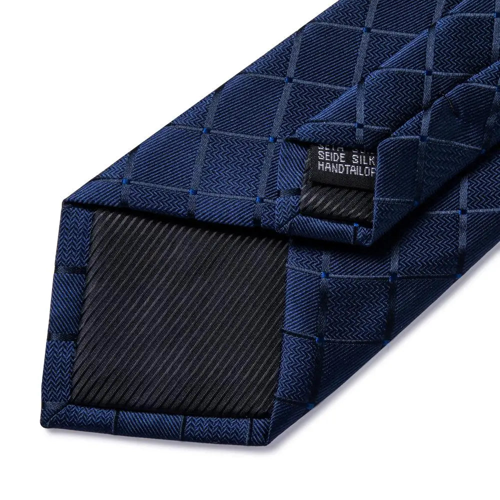 HiTie Navy Plaid For Men Silk Woven Ties