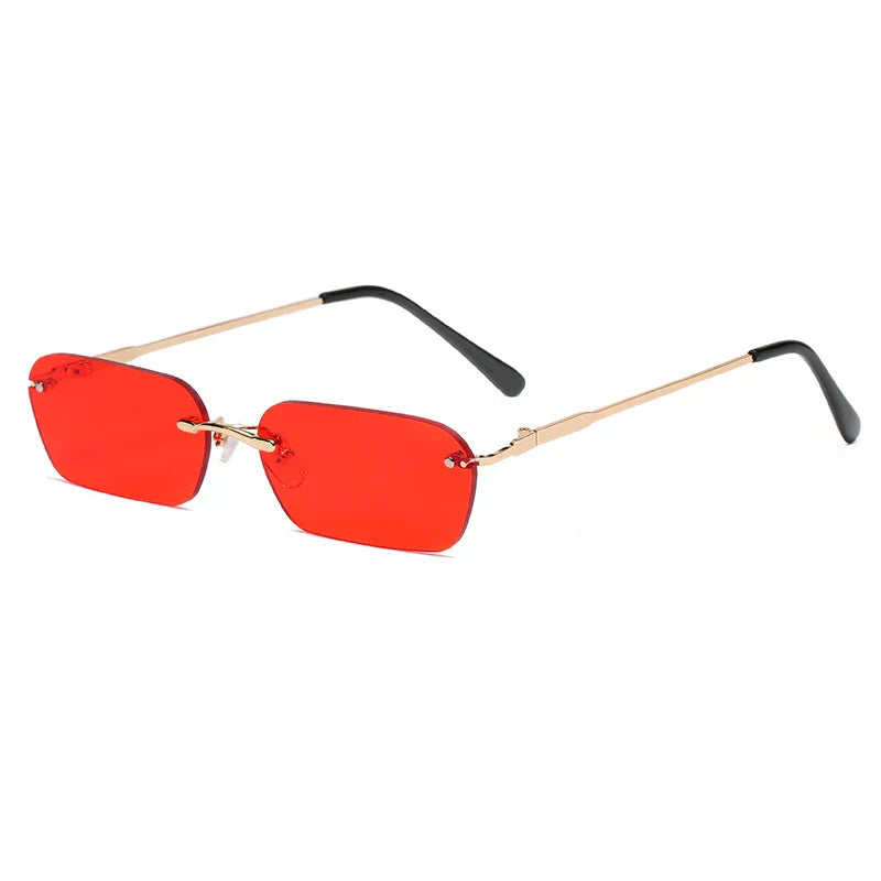 Small Rectangle Rimless Sunglasses Women Square Vintage Sun