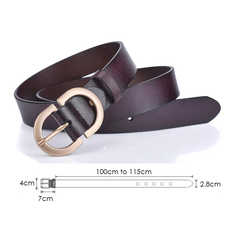 VATLTY Official Authentic Woman Leather Belt Golden Alloy
