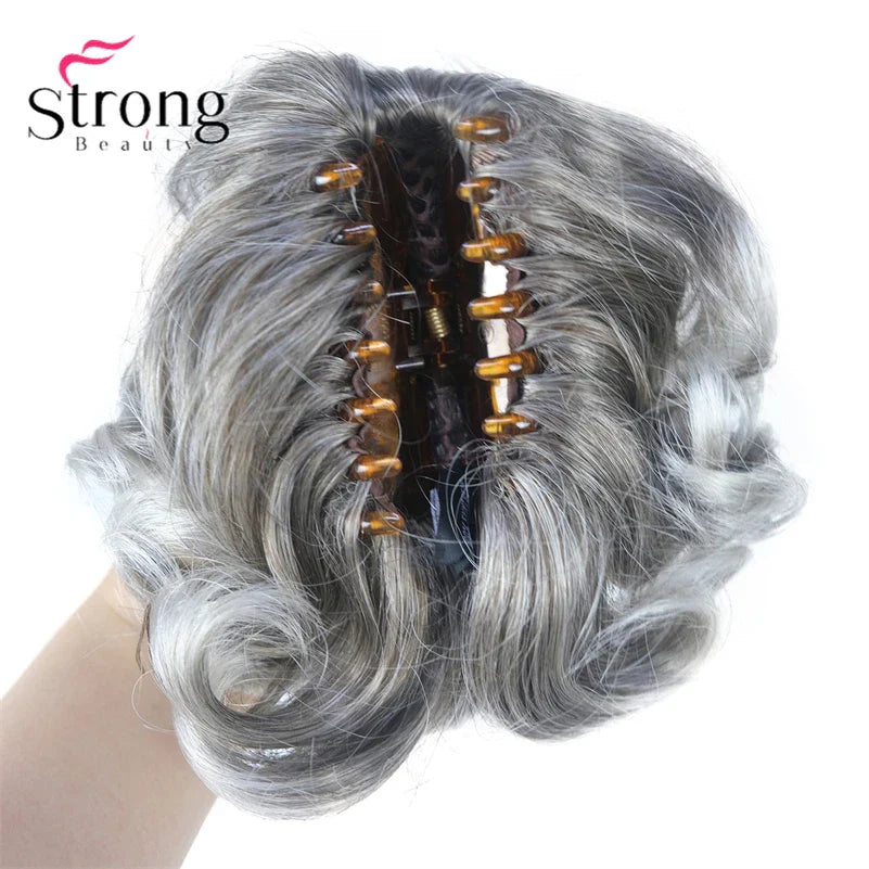 StrongBeauty Silver Short Natural Wave Ponytail Hair Extension