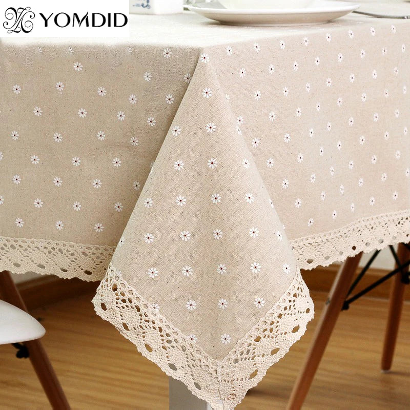 Daisy Flower Pattern Tablecloth Hot Sale Linen
