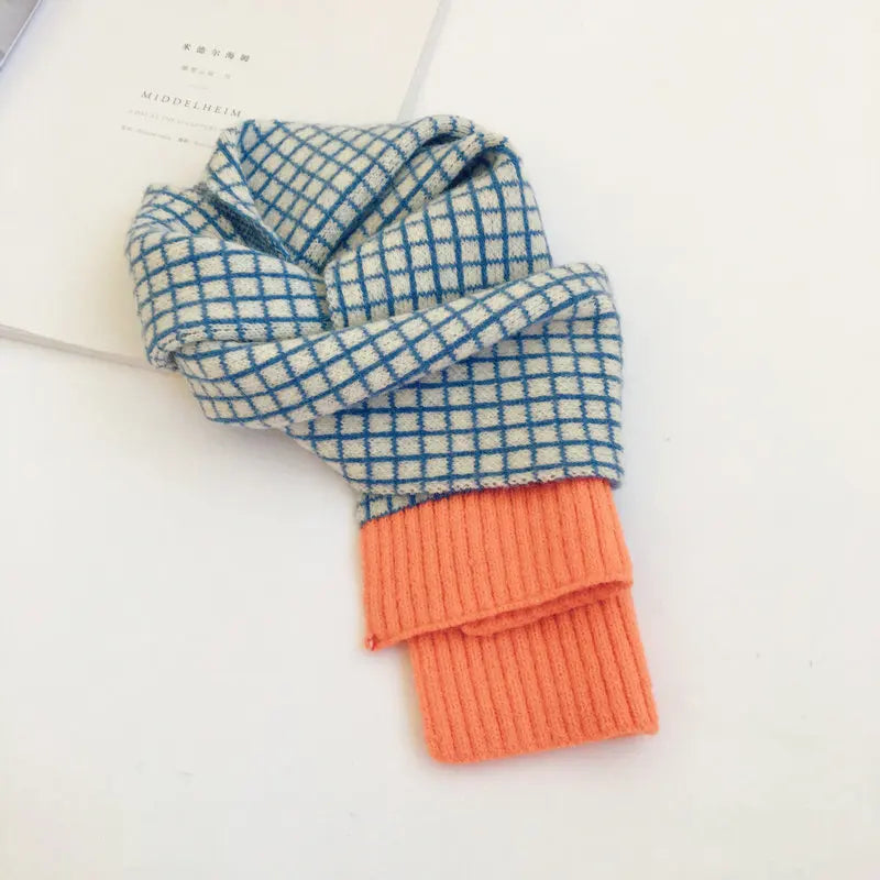 Korean Style New Winter Kid Knitted Wool Plaid