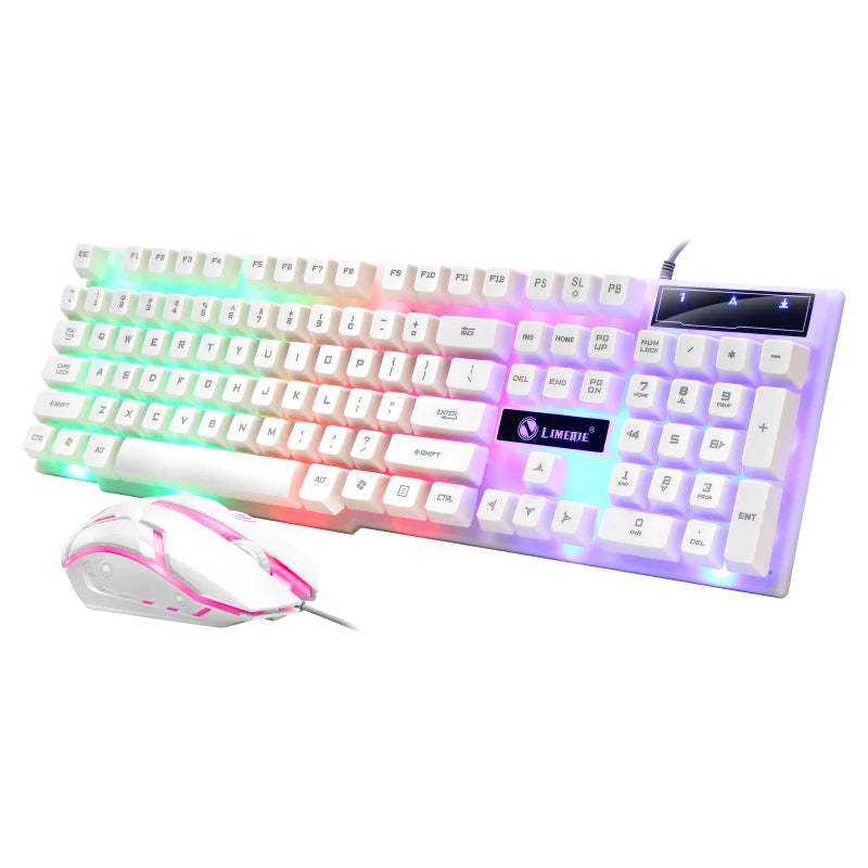 USB Wired Gaming Keyboard Mouse Combos PC Rainbow