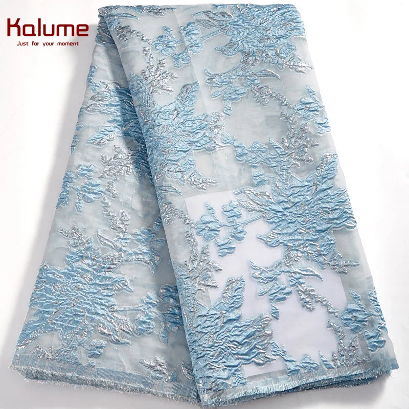 African Tulle Lace Fabric 2024 Satin Nigerian Brocade