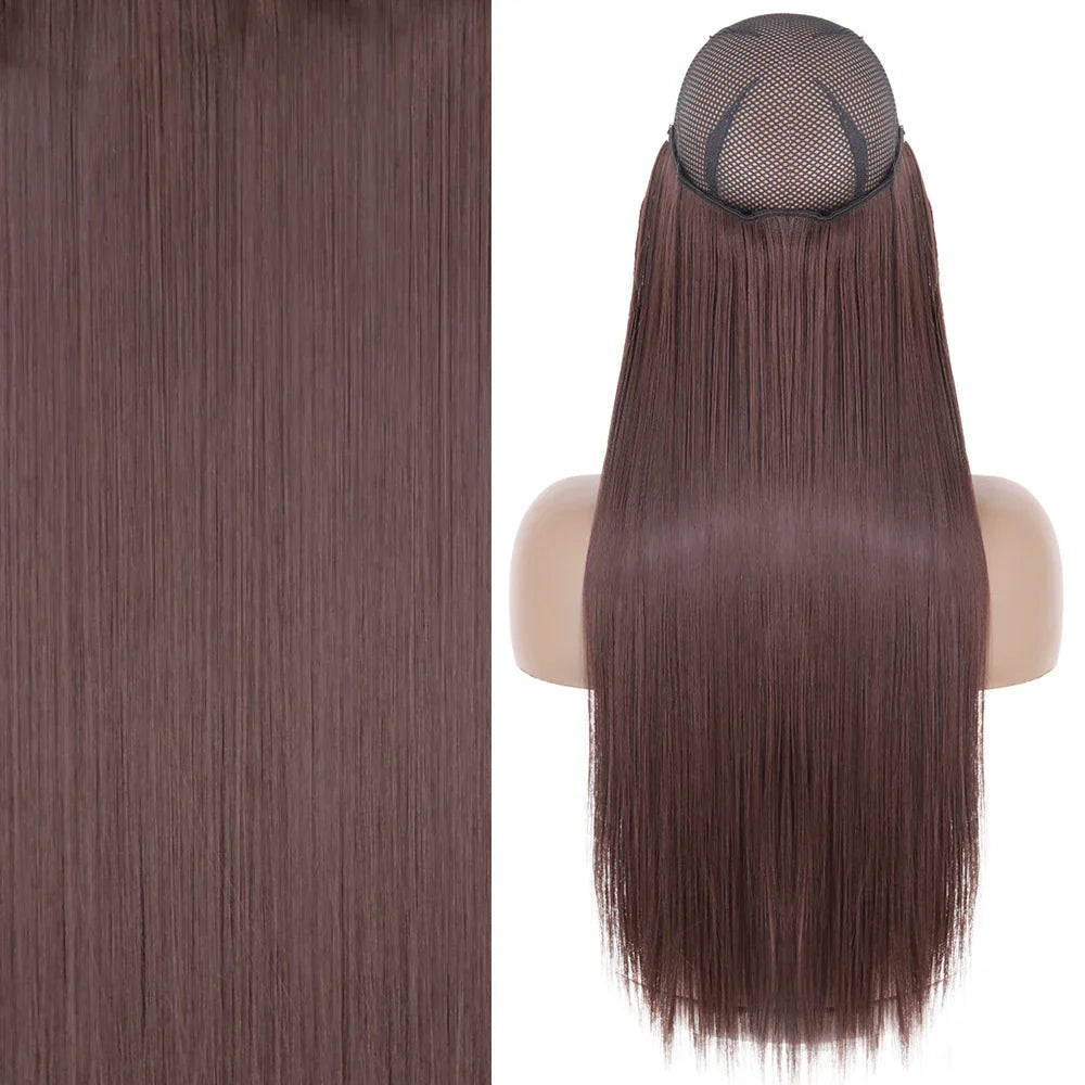 MERISIHAIR Synthetic No Clip Invisible Wire Hair Extensions