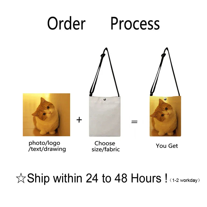 DIY Logo Custom Crossbody Canvas Bag Casual Leisure