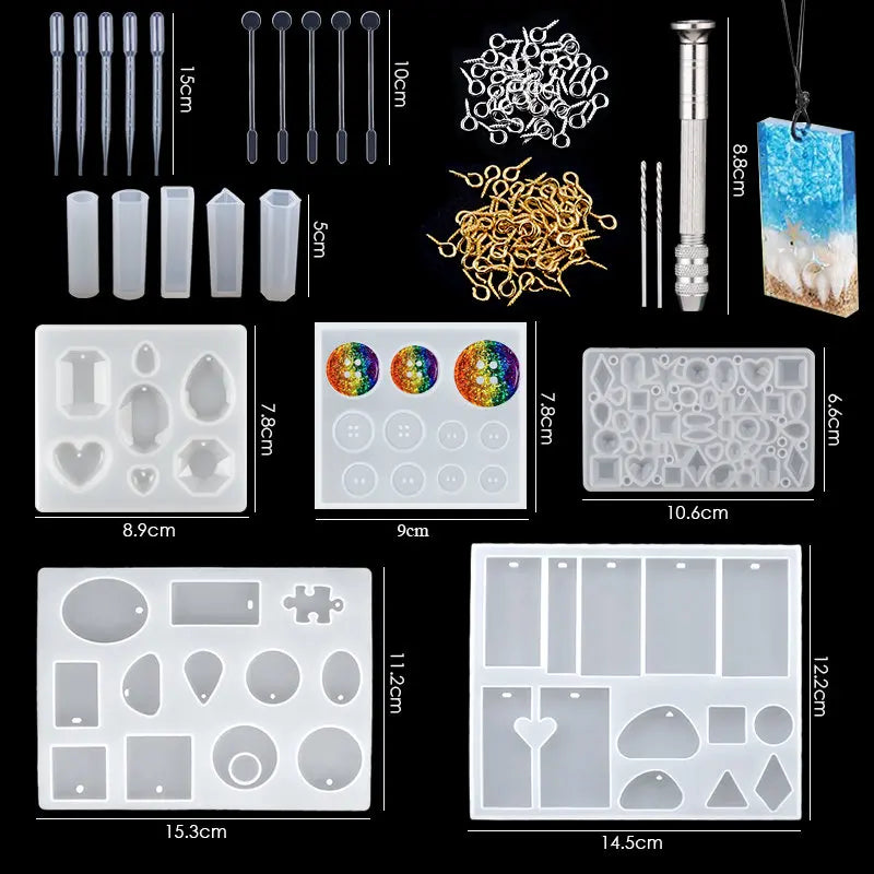Mixed Style Jewelry Epoxy Resin Molds Set Silicone