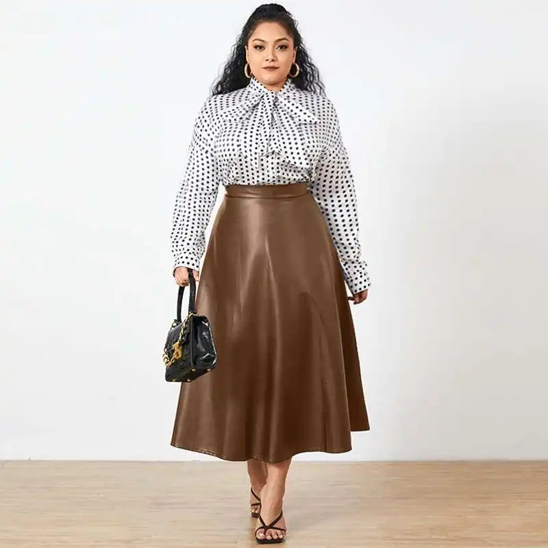 Plus Size Party Midi Skirt 2023 Autumn Women