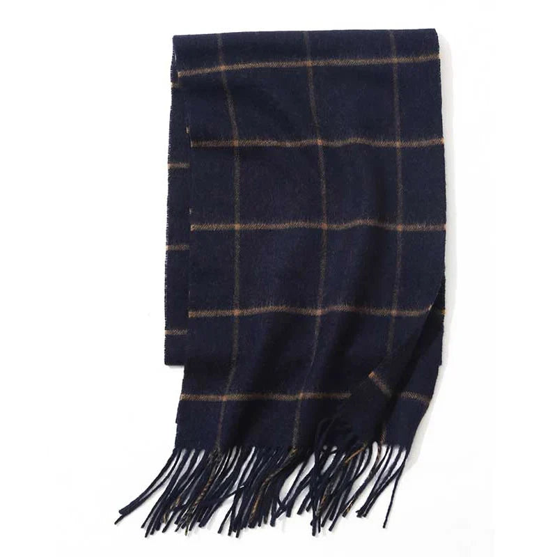 Cashmere Scarf Men Winter Strip Solid Plaid Wool