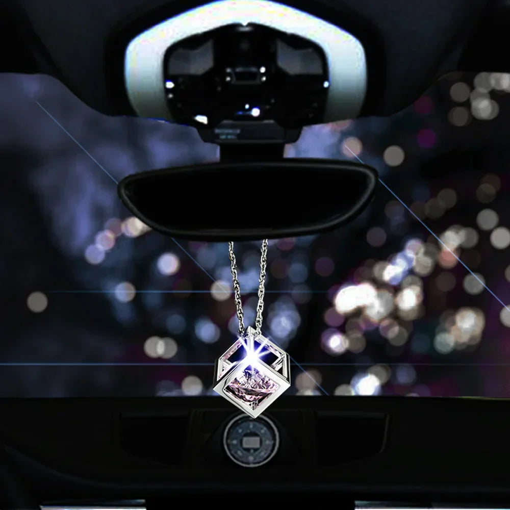 DSYCAR 1Pcs Car Pendant Crystals Cube Car Charms