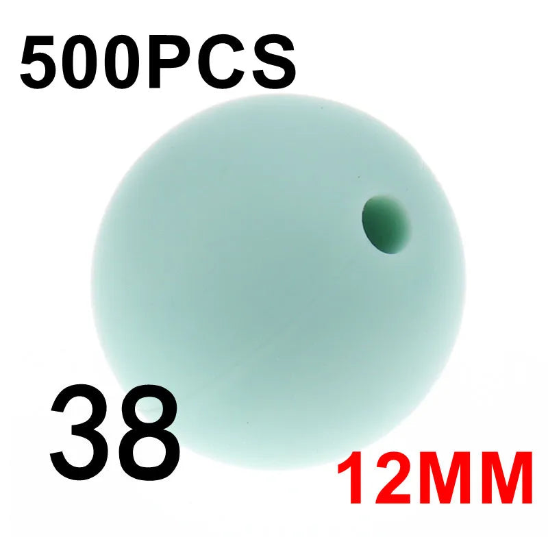 Fkisbox 500pcs 12mm Silicone Round Loose Beads Baby