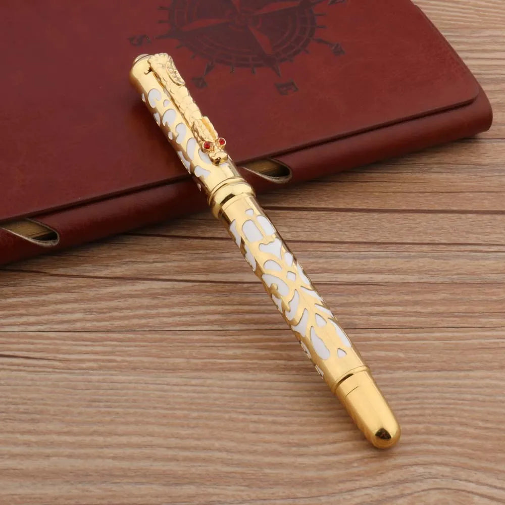 Luxury Metal 300 Fountain Pen White Golden Retro