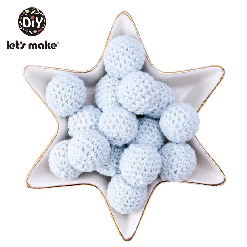 Let's Make 100Pcs Crochet Beaded Wood Teether 16mm