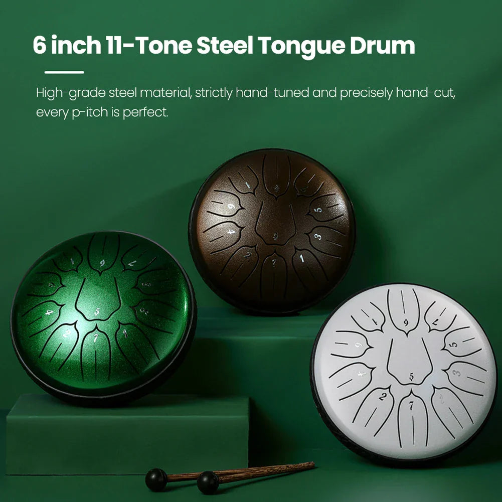 6 inch 11-Tone Steel Tongue Drum D-Key Hand