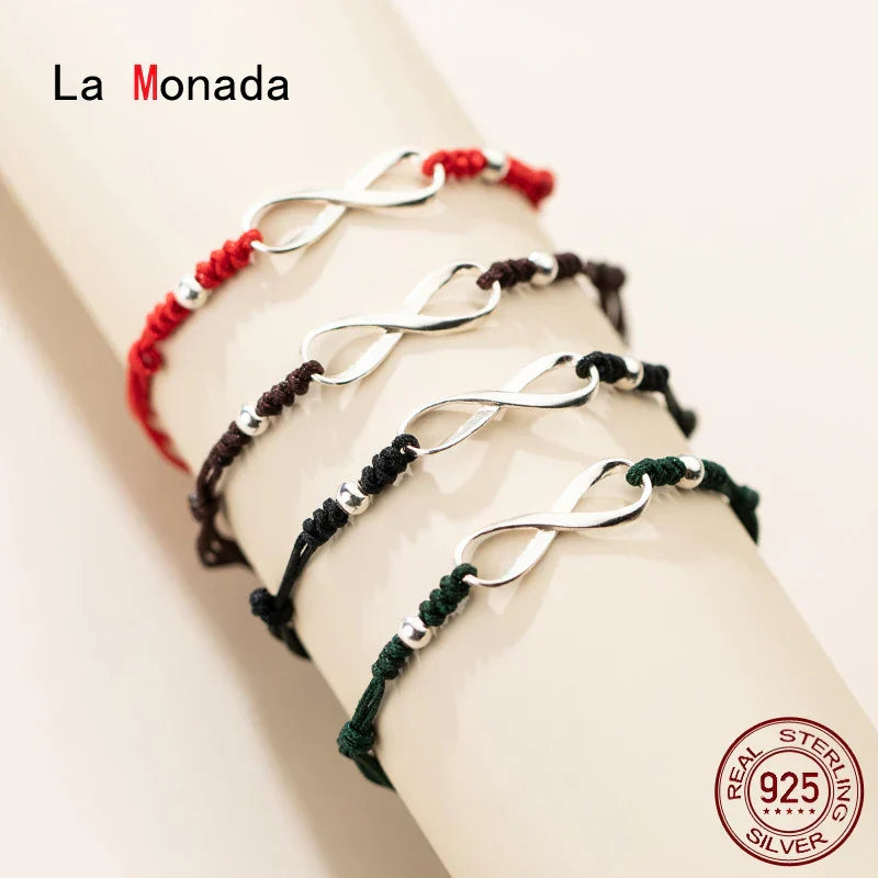 La Monada 925 Silver Eight Infinite Red Rope