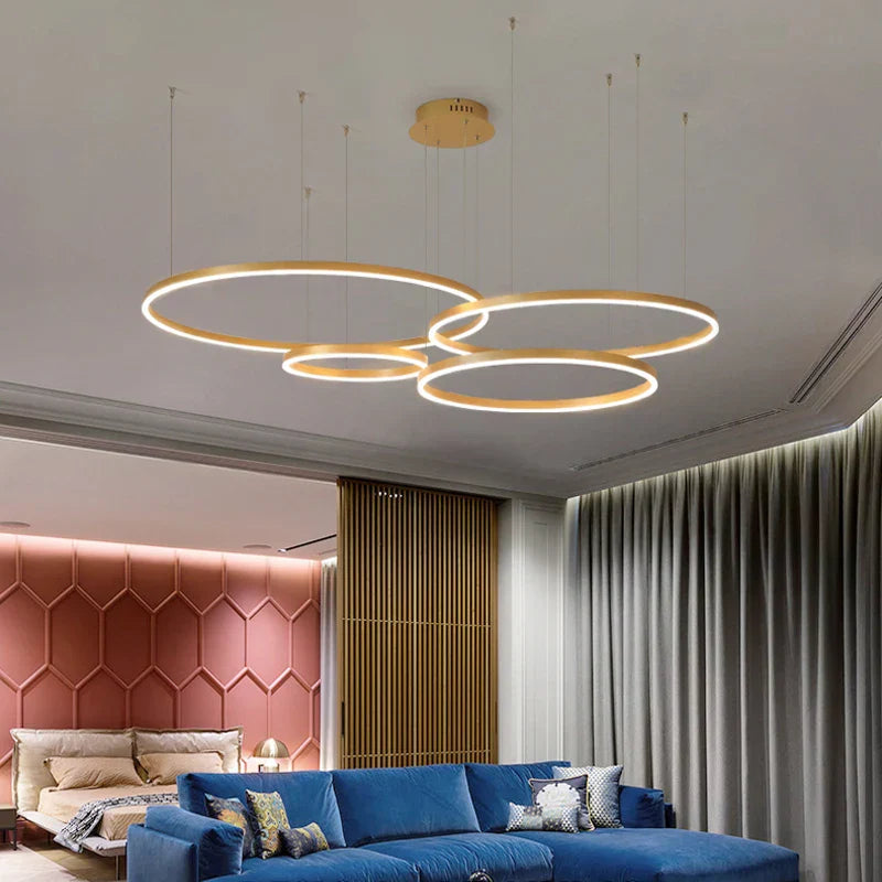 2023 Modern Led Chandelier Home Lighting Brushed Rings