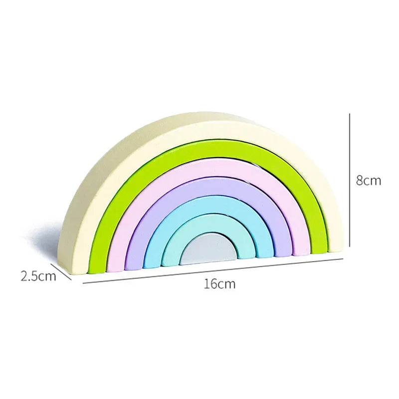 Kids Wooden Toy Montessori Rainbow Building Blocks DIY