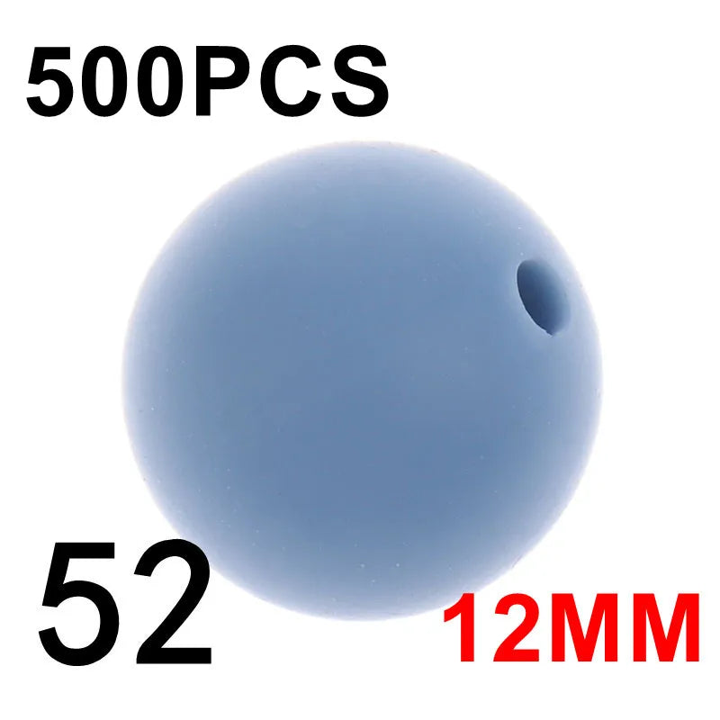Fkisbox 500pcs 12mm Silicone Round Loose Beads Baby