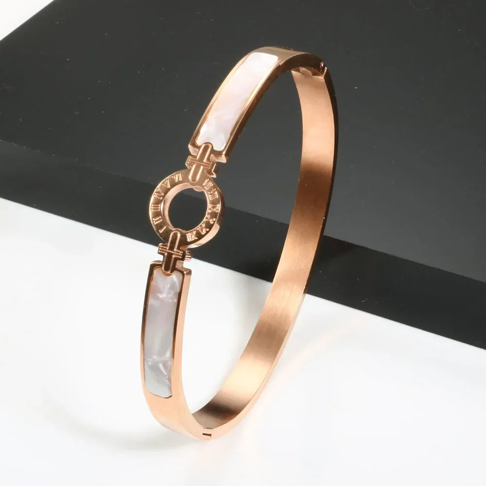 New Fashion White Shell Roman Numeral Bangles