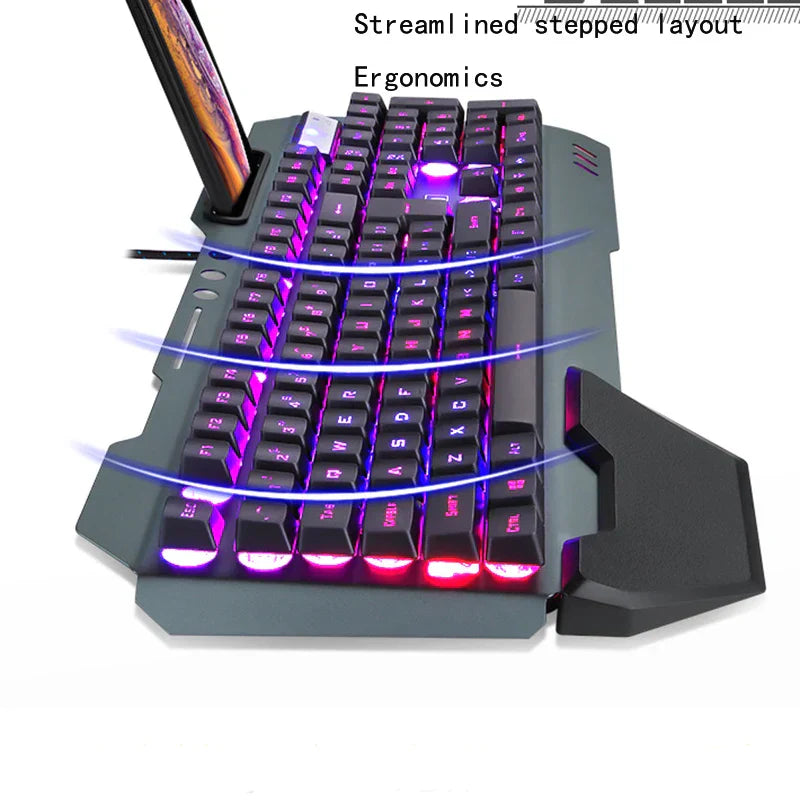 Mechanical Rainbow Backlit Gaming Keyboard and Optical Mice
