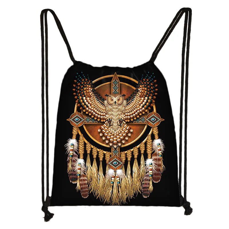 Mandala / Hamsa Fatima Hand/ Buddha Lotus Flower backpack woman Drawstring Bag girls Storage Bag Ladies travel bag