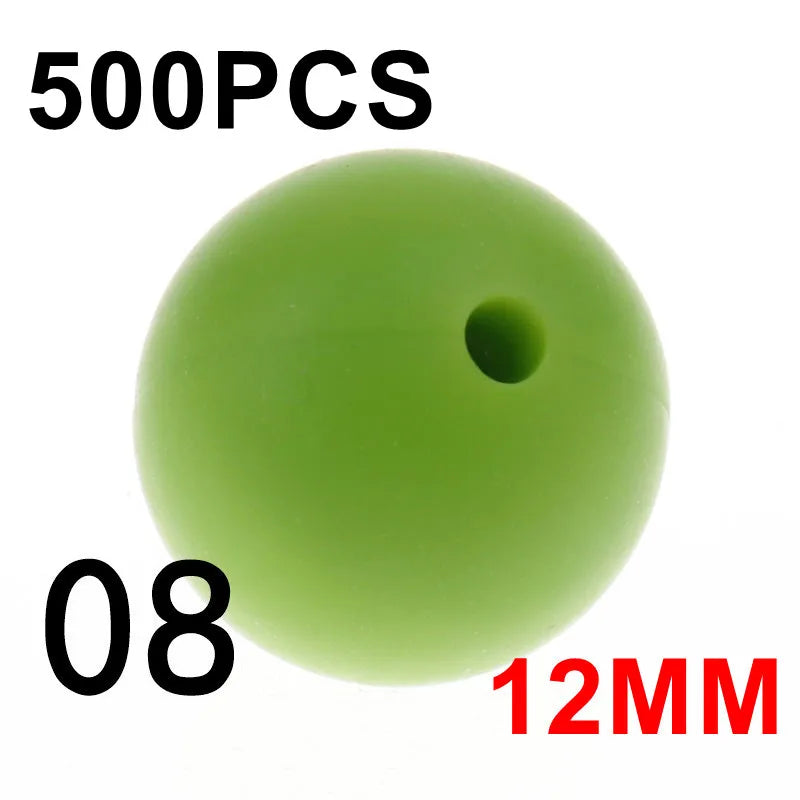 Fkisbox 500pcs 12mm Silicone Round Loose Beads Baby