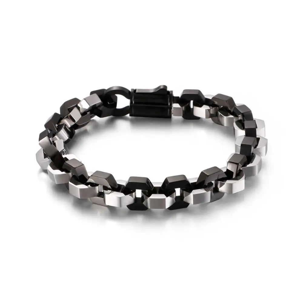 10MM Black S Gold Color Stainless Steel Checkered