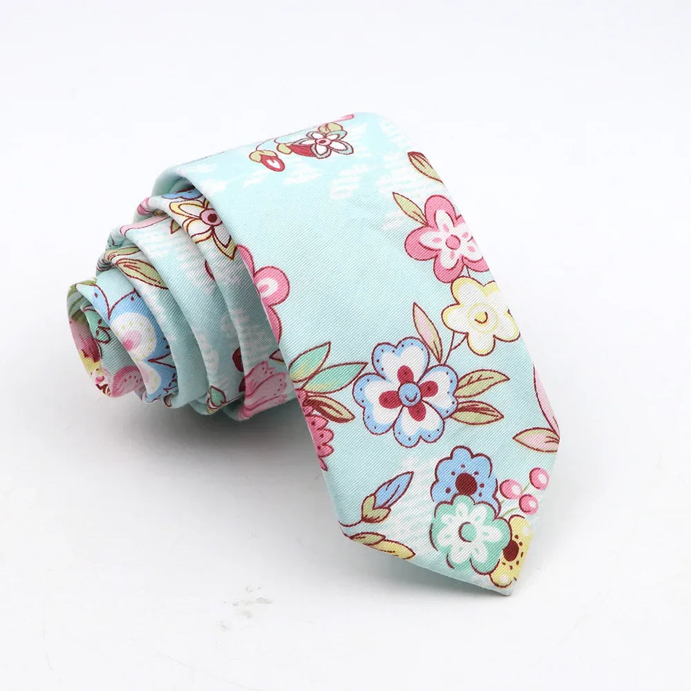 New Floral Tie For Men Skinny Casual Cotton