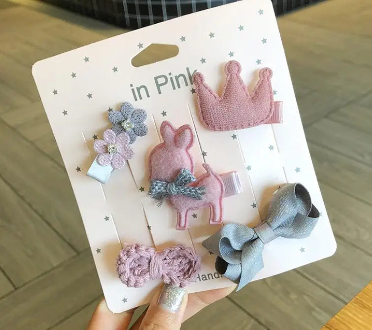 New cute bear girls hair bows 5pcs children