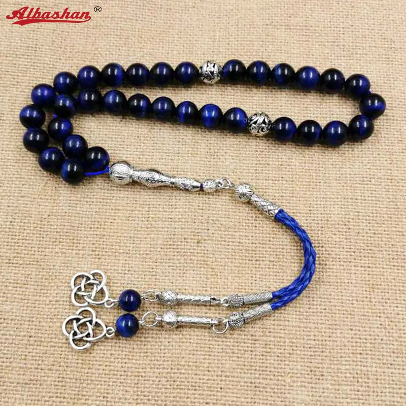 Natural blue tiger eye Tasbih Muslim Man bracelets