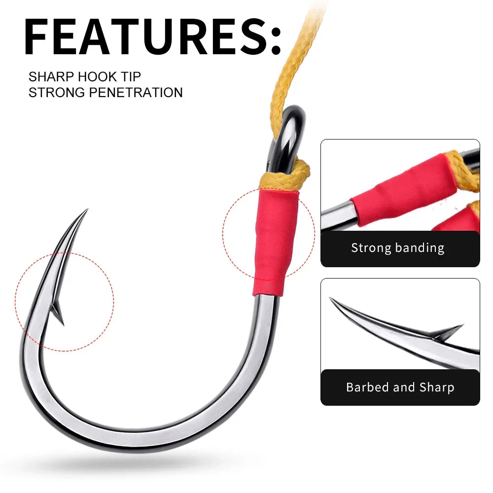 KATYUSHA 10Paris/lot Metal Jig Fishing Hooks 1/0-3/0-5/0-7/0-9/0-11/0-13/0# Jigging