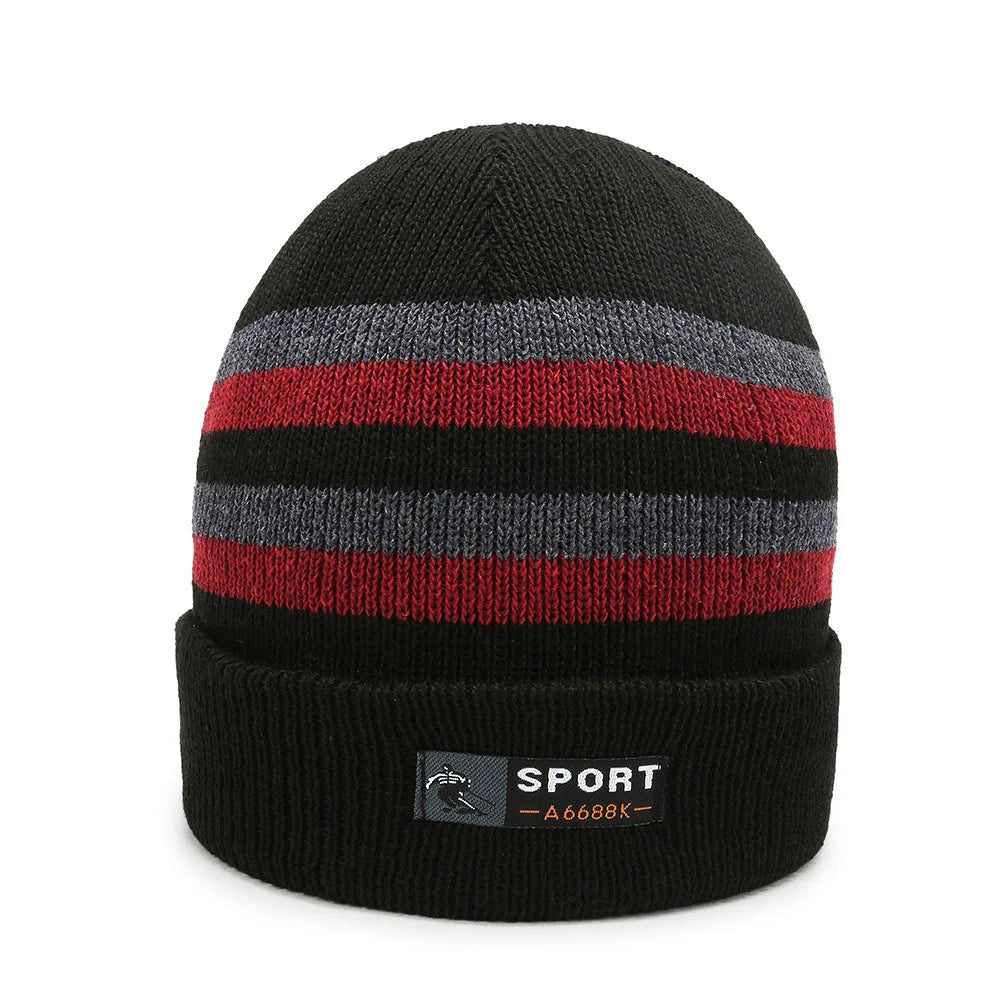Winter Hats for Women Thick Beanies Letter Striped