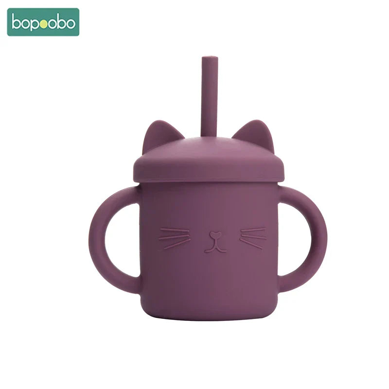 Bopoobo Baby Feeding Straw Cup Baby Cartoon Cat