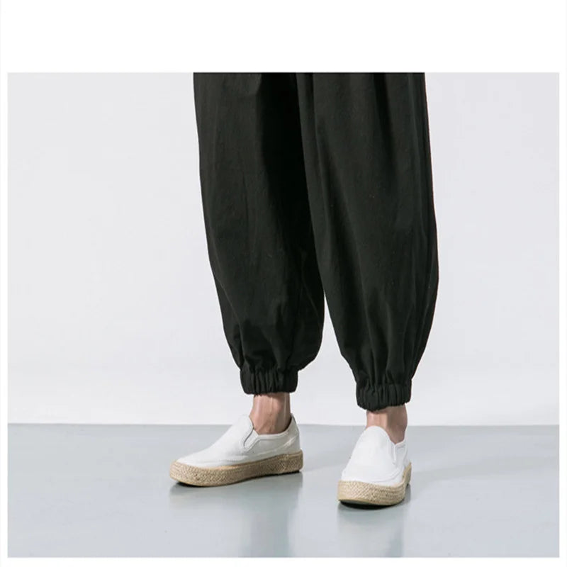 BOLUBAO Spring Men Loose Harem Pants Chinese Linen
