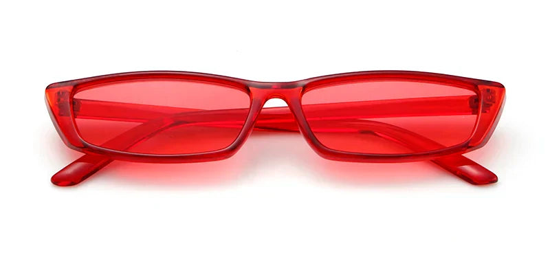 Vintage Narrow Rectangle Small Women Sunglasses Ocean Lens