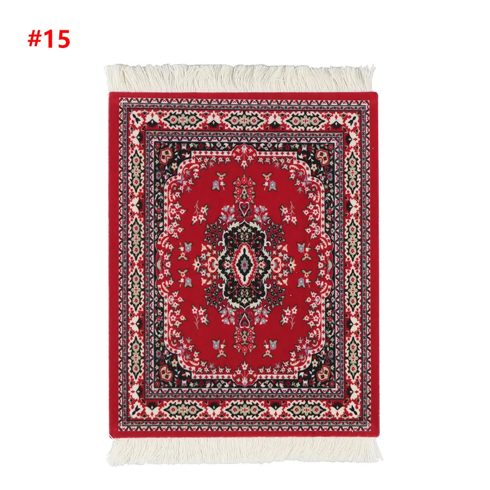 Persian Mini Woven Rug Mat Mousepad with Fring