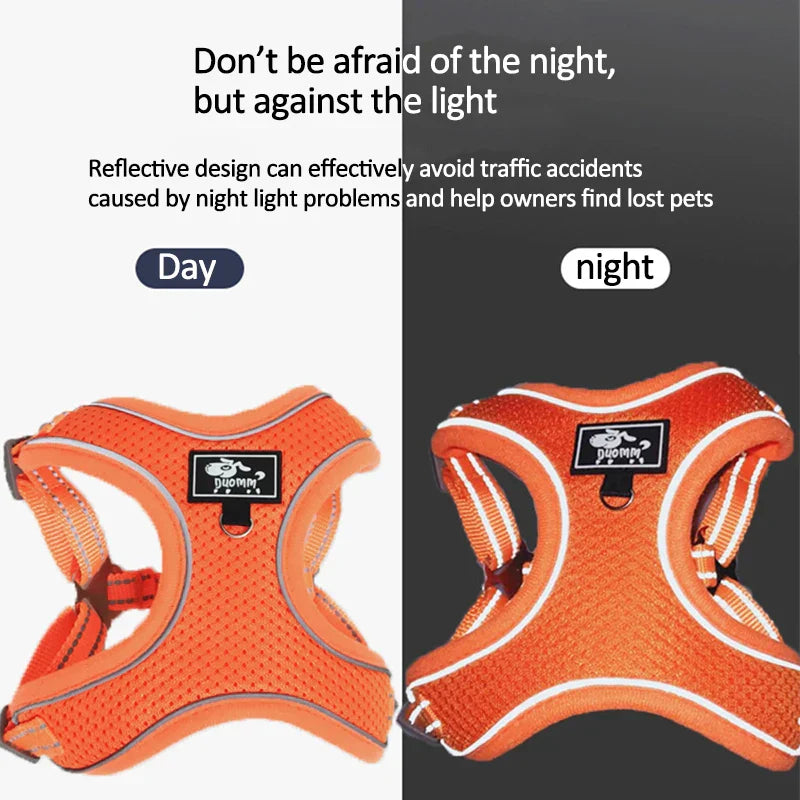 Reflective Vest Harness Leash Adjustable Mesh Vest Dog