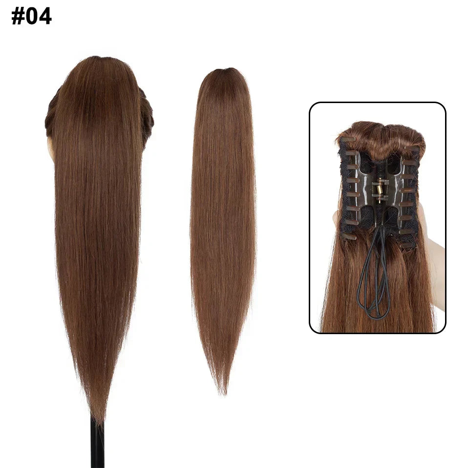 S-noilite Ponytail Human Hair 14-22Inches Claw Clip in