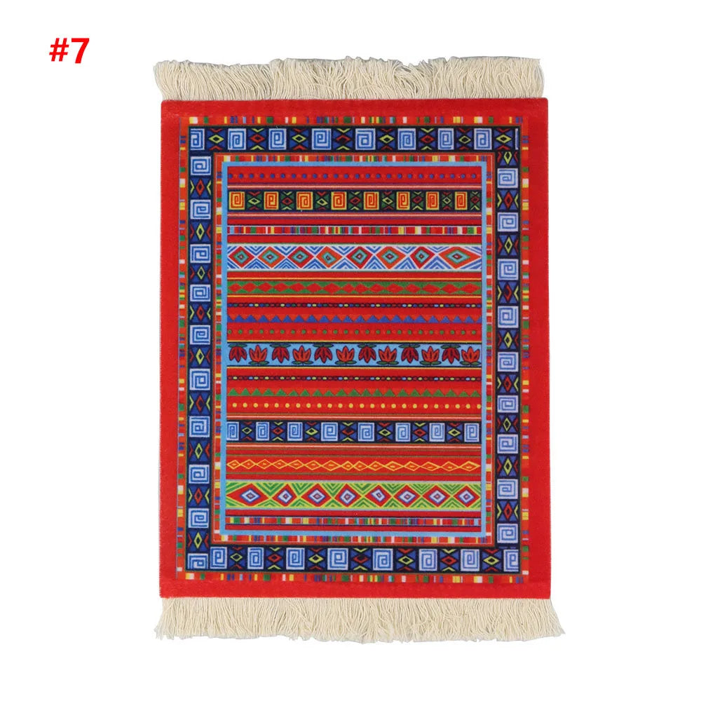 Persian Mini Woven Rug Mat Mousepad with Fring